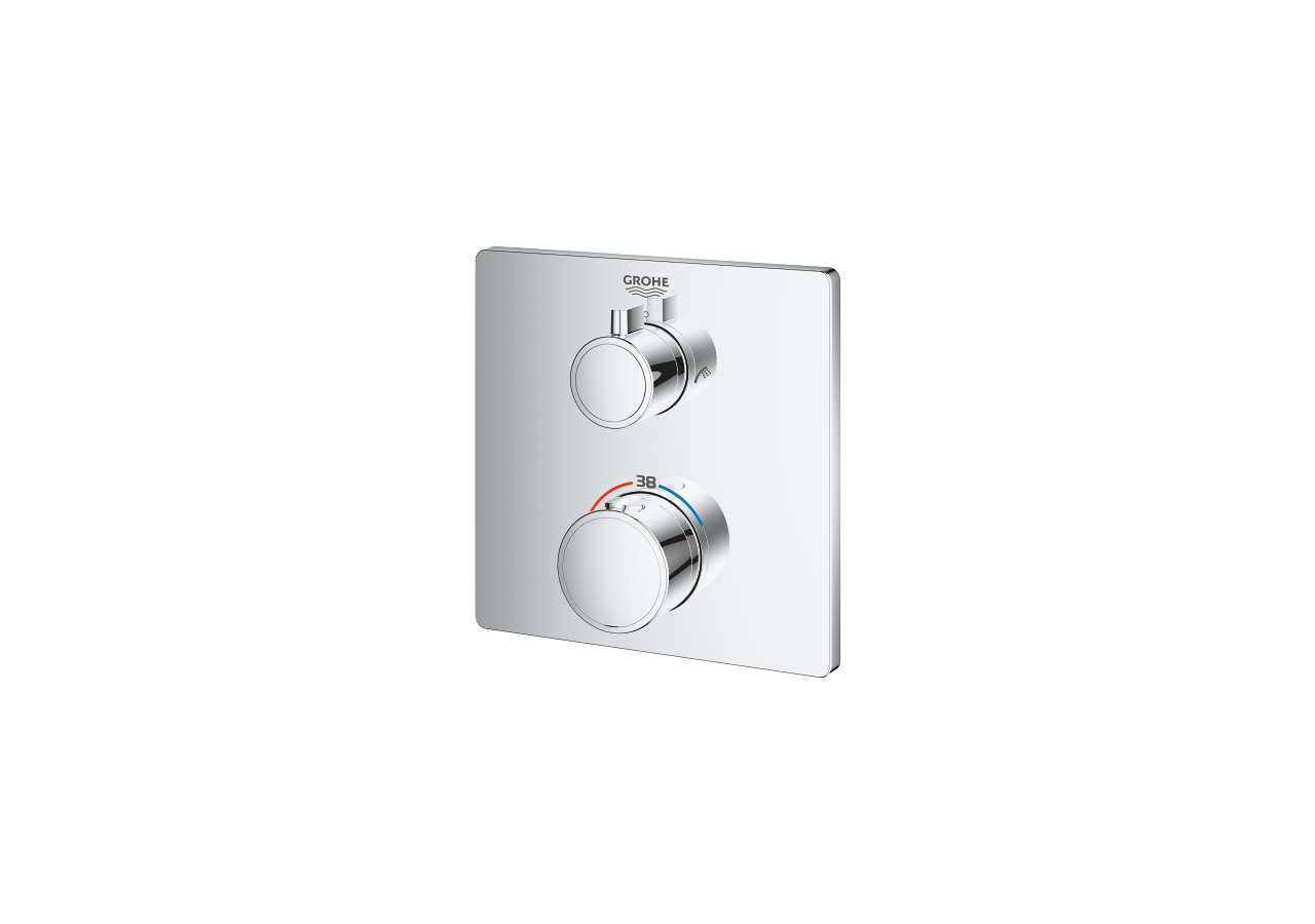 Grohtherm mitigeur thermostatique 2 sorties bain/douchette à main avec inverseur Chromé - 24080000 - Grohe