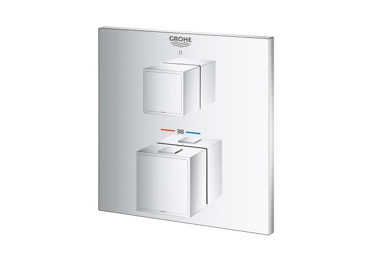 Grohtherm cube mitigeur thermostatique 1 sortie avec vanne d'arrêt Chromé - 24153000 - Grohe 2