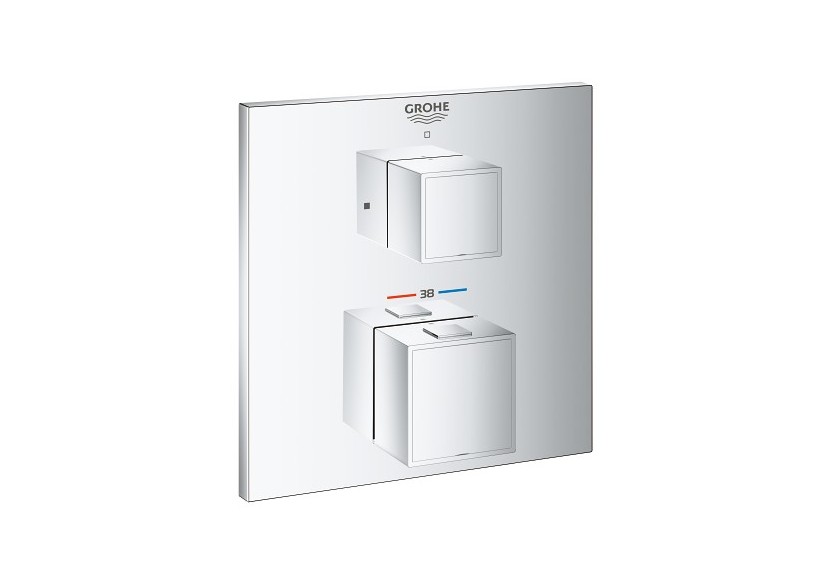 Grohtherm cube mitigeur thermostatique 1 sortie avec vanne d'arrêt Chromé - 24153000 - Grohe