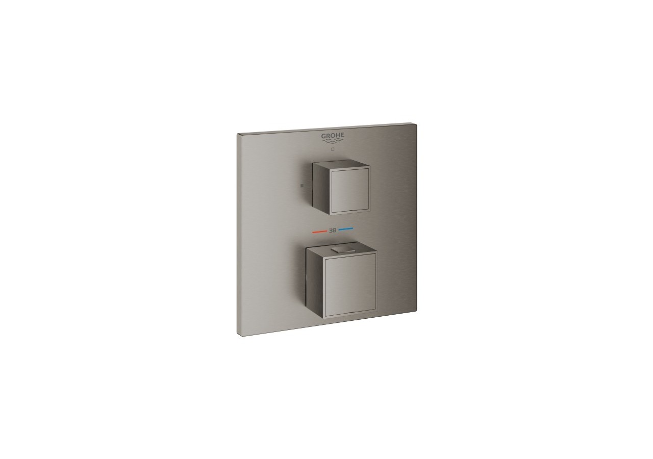 Grohtherm cube mitigeur thermostatique 1 sortie avec vanne d'arrêt Hard Graphite brossé - 24153AL0 - Grohe
