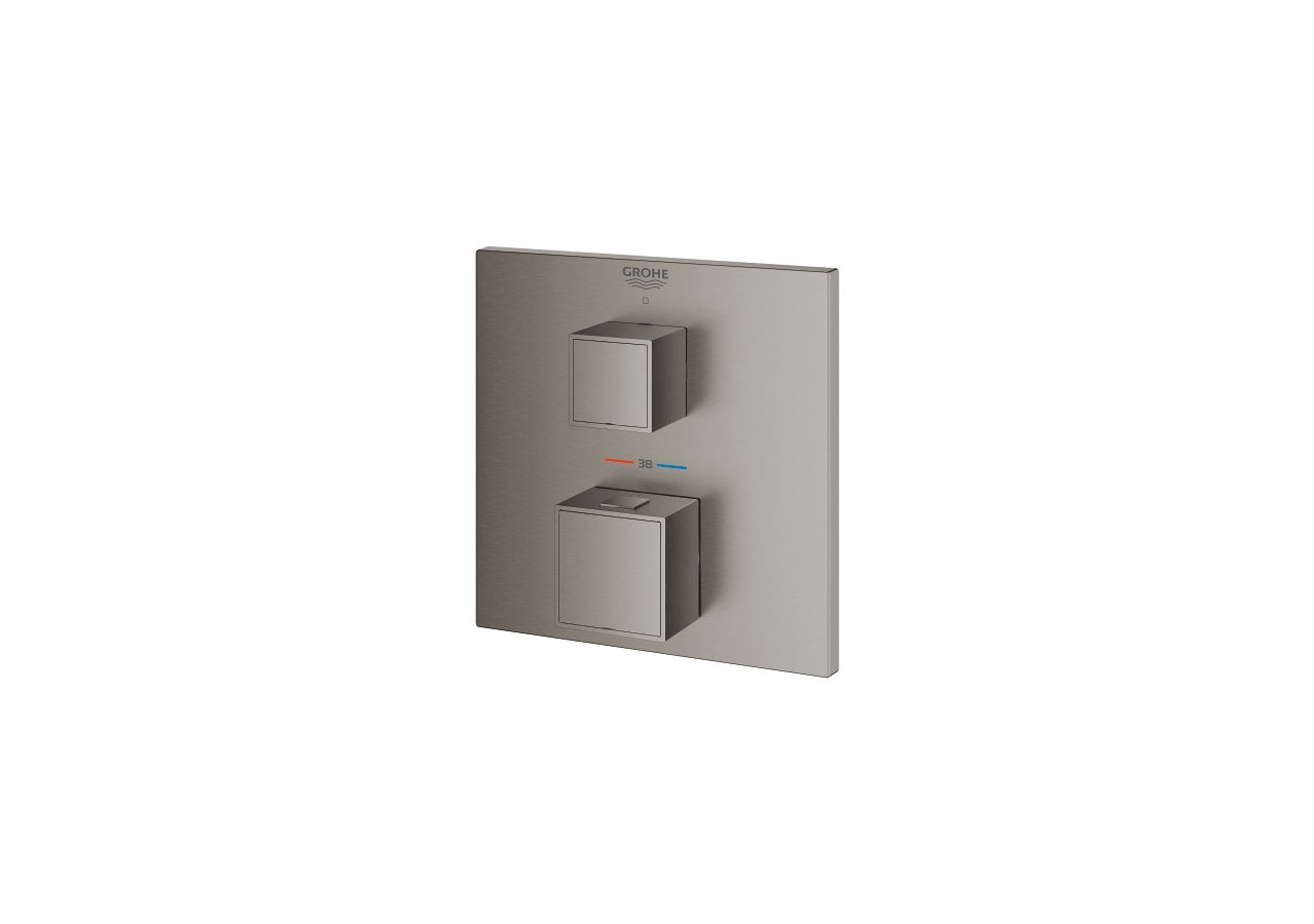 Grohtherm cube mitigeur thermostatique 1 sortie avec vanne d'arrêt Hard Graphite brossé - 24153AL0 - Grohe