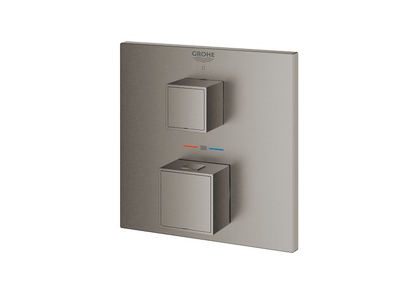 Grohtherm cube mitigeur thermostatique 1 sortie avec vanne d'arrêt Hard Graphite brossé - 24153AL0 - Grohe