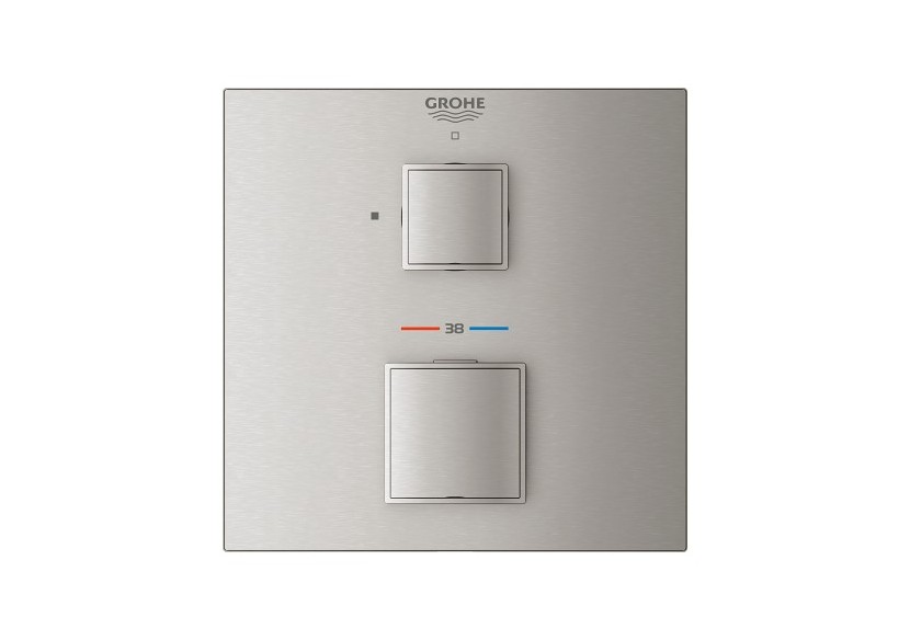 Grohtherm cube mitigeur thermostatique 1 sortie avec vanne d'arrêt Supersteel - 24153DC0 - Grohe