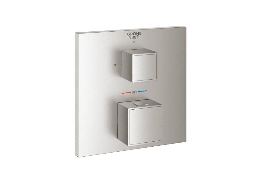 Grohtherm cube mitigeur thermostatique 1 sortie avec vanne d'arrêt Supersteel - 24153DC0 - Grohe