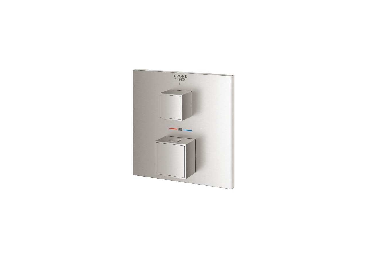 Grohtherm cube mitigeur thermostatique 1 sortie avec vanne d'arrêt Supersteel - 24153DC0 - Grohe