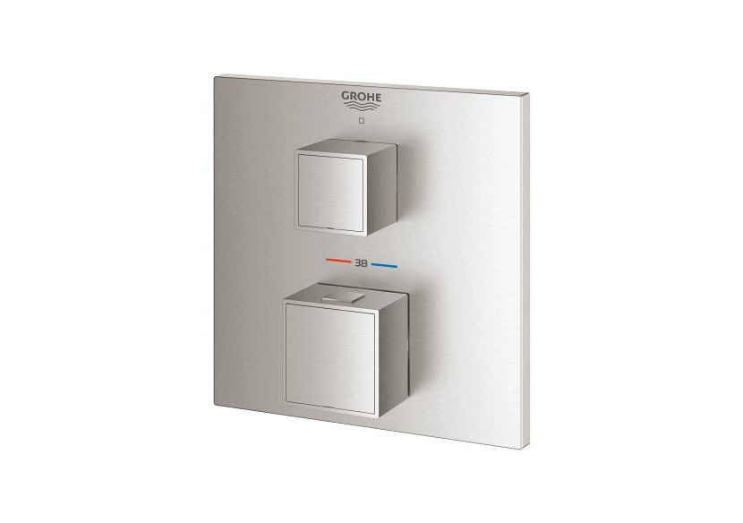 Grohtherm cube mitigeur thermostatique 1 sortie avec vanne d'arrêt Supersteel - 24153DC0 - Grohe