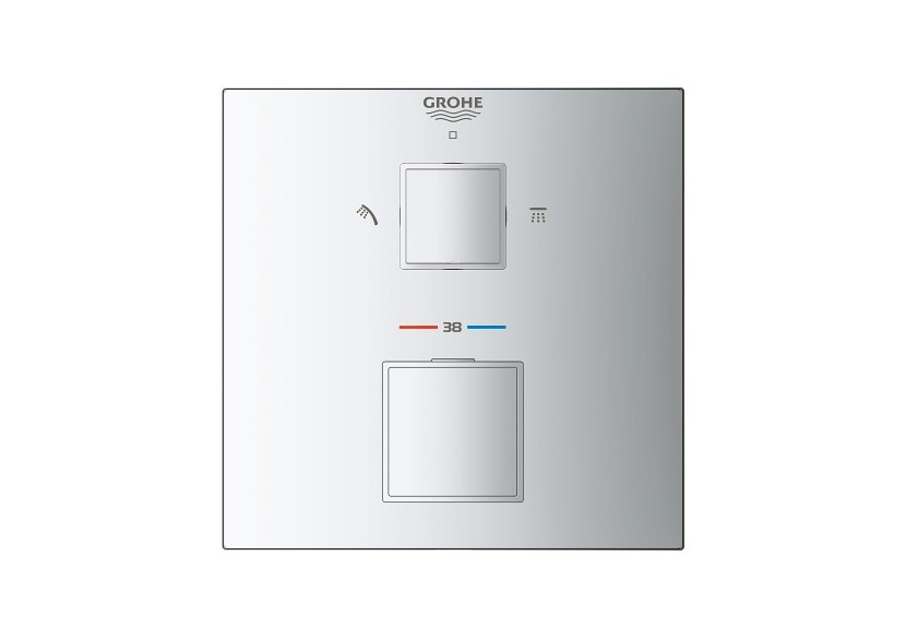 Grohtherm cube mitigeur thermostatique 2 sorties avec inverseur douche de tête / douchette Chromé - 24154000 - Grohe
