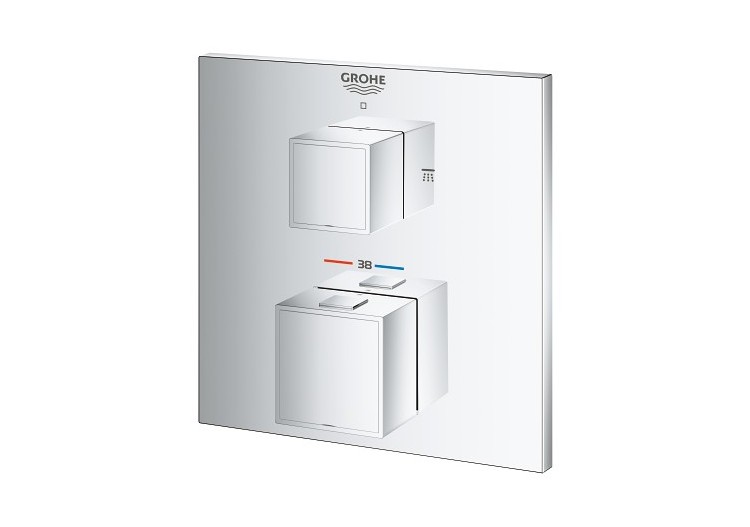 Grohtherm cube mitigeur thermostatique 2 sorties avec inverseur douche de tête / douchette Chromé - 24154000 - Grohe 2