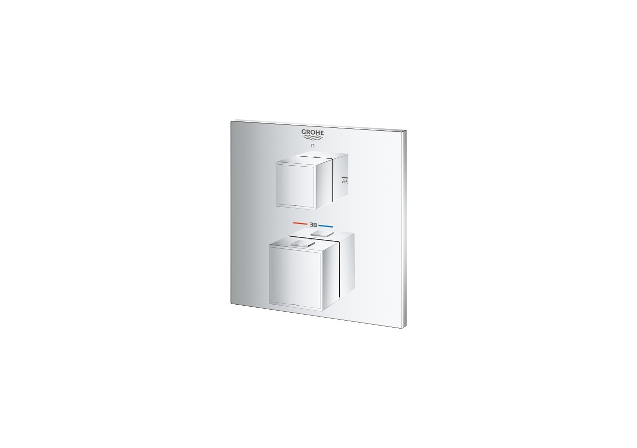 Grohtherm cube mitigeur thermostatique 2 sorties avec inverseur douche de tête / douchette Chromé - 24154000 - Grohe