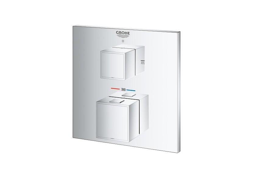 Grohtherm cube mitigeur thermostatique 2 sorties avec inverseur douche de tête / douchette Chromé - 24154000 - Grohe
