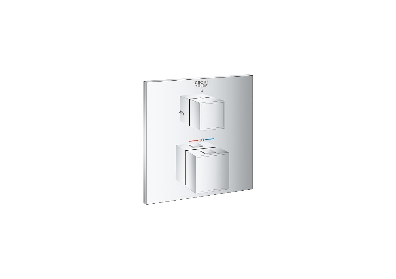 Grohtherm cube mitigeur thermostatique 2 sorties avec inverseur douche de tête / douchette Chromé - 24154000 - Grohe