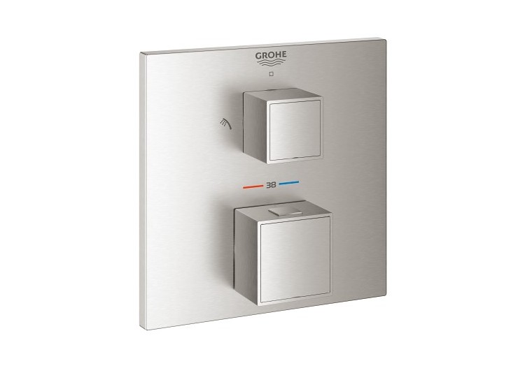 Grohtherm cube mitigeur thermostatique 2 sorties avec inverseur douche de tête / douchette Supersteel - 24154DC0 - Grohe 2