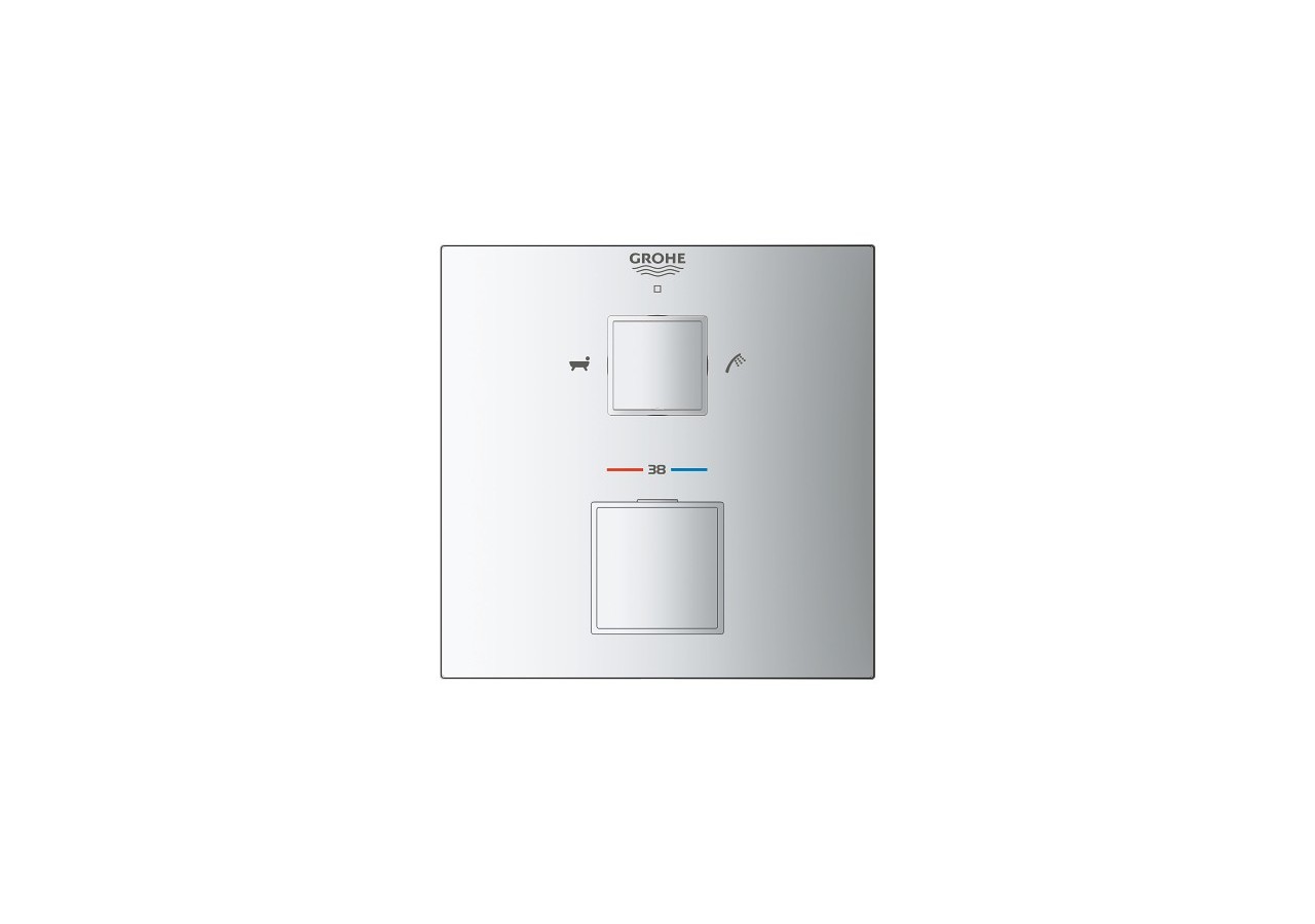 Grohtherm cube mitigeur thermostatique 2 sorties bain/douchette à main avec inverseur Chromé - 24155000 - Grohe
