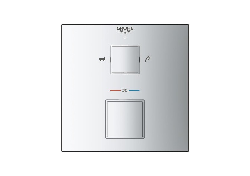 Grohtherm cube mitigeur thermostatique 2 sorties bain/douchette à main avec inverseur Chromé - 24155000 - Grohe