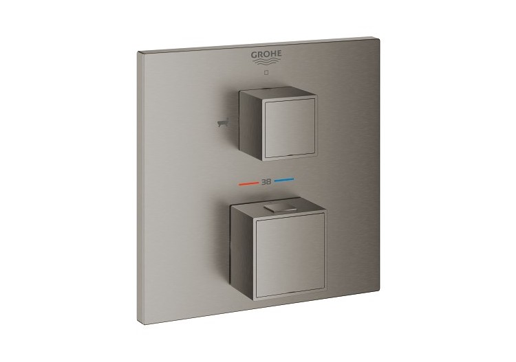 Grohtherm cube mitigeur thermostatique 2 sorties bain/douchette à main avec inverseur Hard Graphite brossé - 24155AL0 - Grohe 2