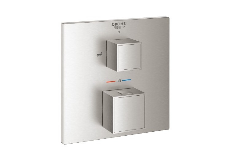 Grohtherm cube mitigeur thermostatique 2 sorties bain/douchette à main avec inverseur Supersteel - 24155DC0 - Grohe 2