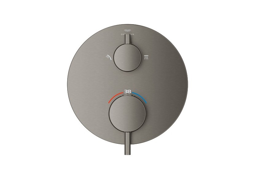 Atrio mitigeur thermostatique 2 sorties avec inverseur douche de tête / douchette Hard Graphite brossé - 24358AL0 - Grohe