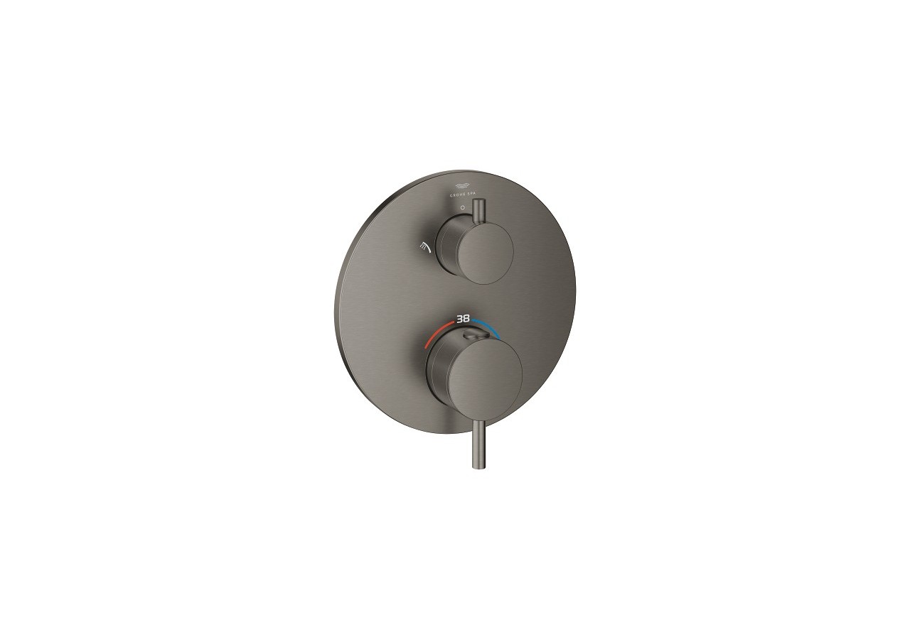 Atrio mitigeur thermostatique 2 sorties avec inverseur douche de tête / douchette Hard Graphite brossé - 24358AL0 - Grohe