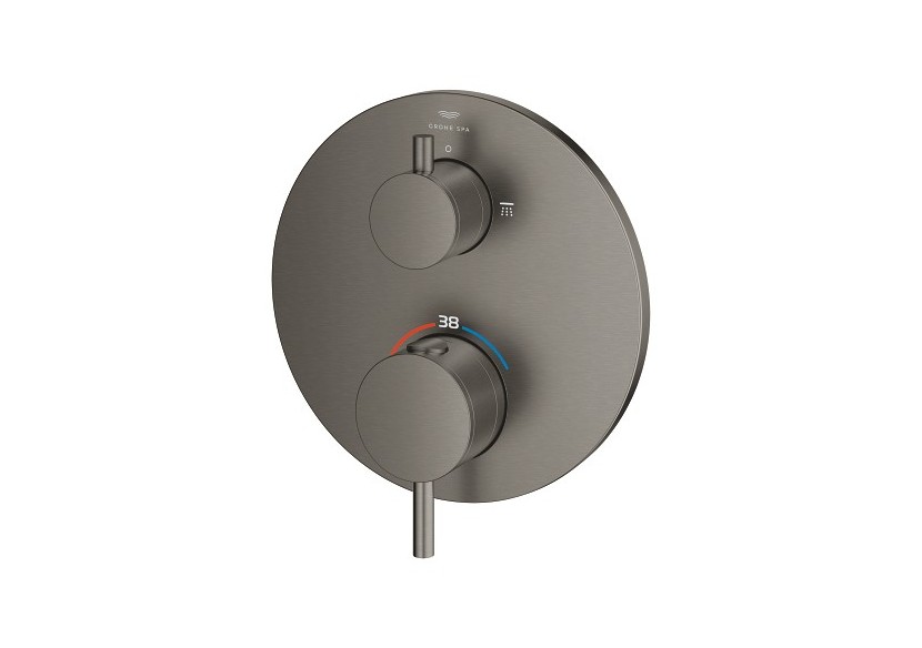 Atrio mitigeur thermostatique 2 sorties avec inverseur douche de tête / douchette Hard Graphite brossé - 24358AL0 - Grohe