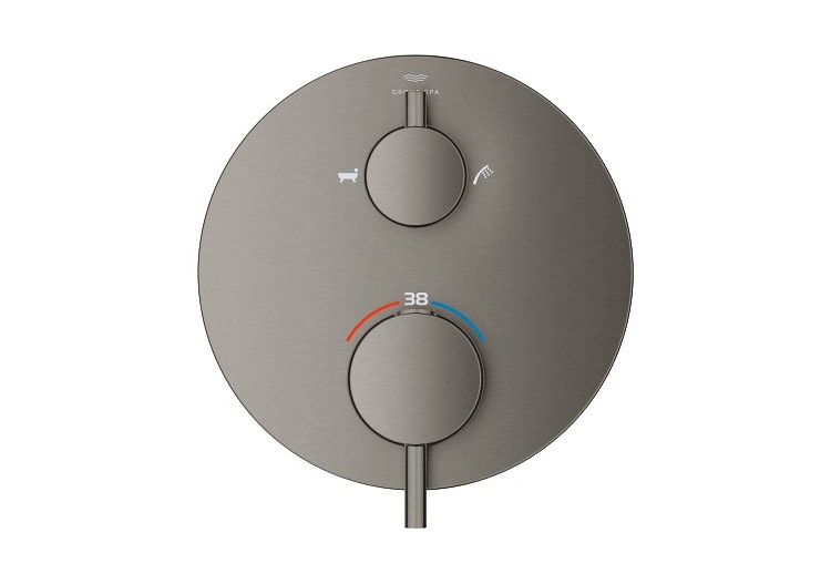 Atrio mitigeur thermostatique 2 sorties bain/douchette à main avec inverseur Hard Graphite brossé - 24359AL0 - Grohe