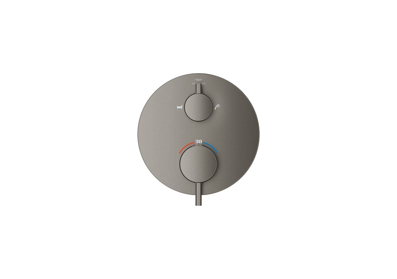 Atrio mitigeur thermostatique 2 sorties bain/douchette à main avec inverseur Hard Graphite brossé - 24359AL0 - Grohe