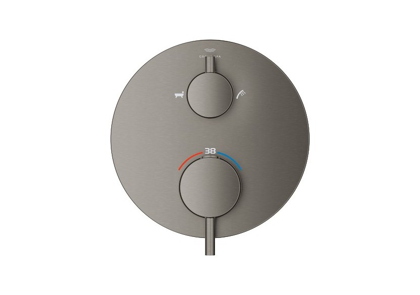 Atrio mitigeur thermostatique 2 sorties bain/douchette à main avec inverseur Hard Graphite brossé - 24359AL0 - Grohe