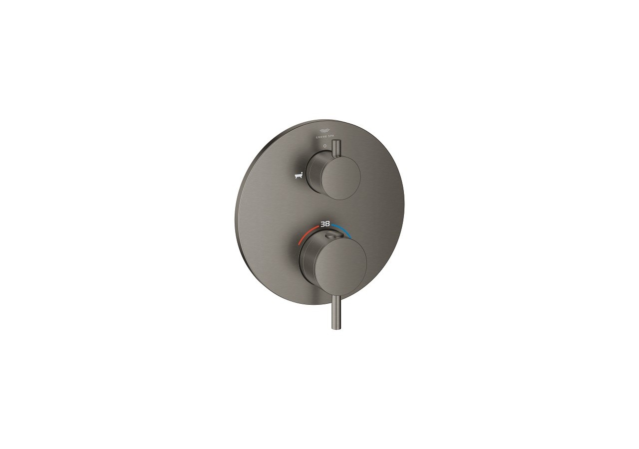 Atrio mitigeur thermostatique 2 sorties bain/douchette à main avec inverseur Hard Graphite brossé - 24359AL0 - Grohe