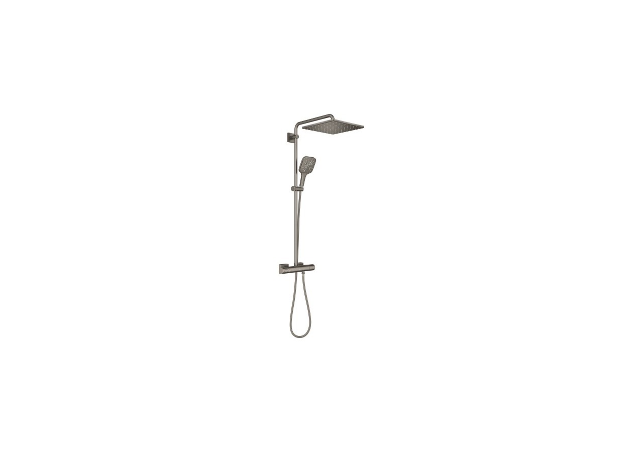 Rainshower smartactive 310 cube colonne de douche avec mitigeur thermostatique Hard Graphite brossé - 26837AL0 - Grohe