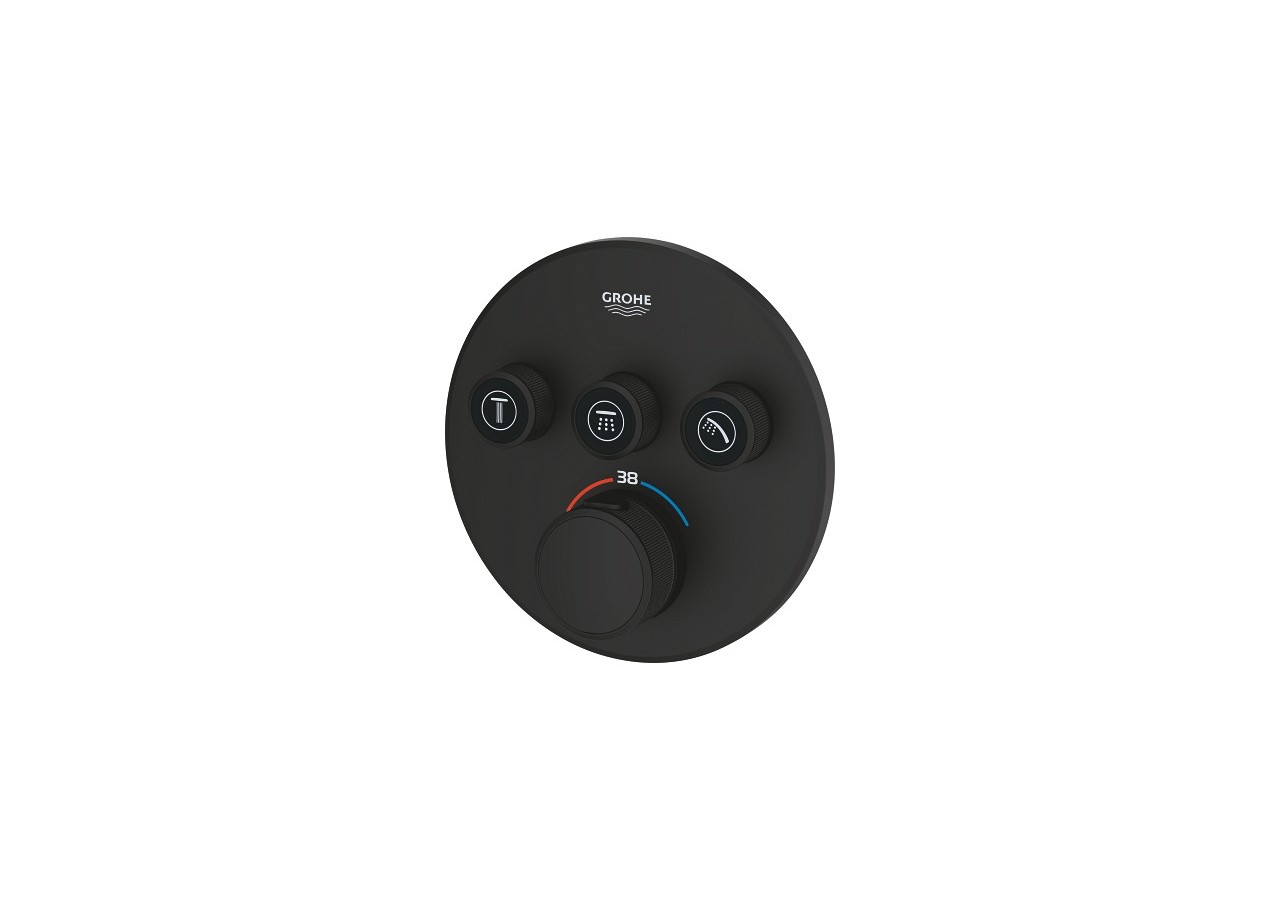 Grohtherm smartcontrol façade avec mitigeur thermostatique encastré 3 sorties Phantom Black - 29508KF0 - Grohe