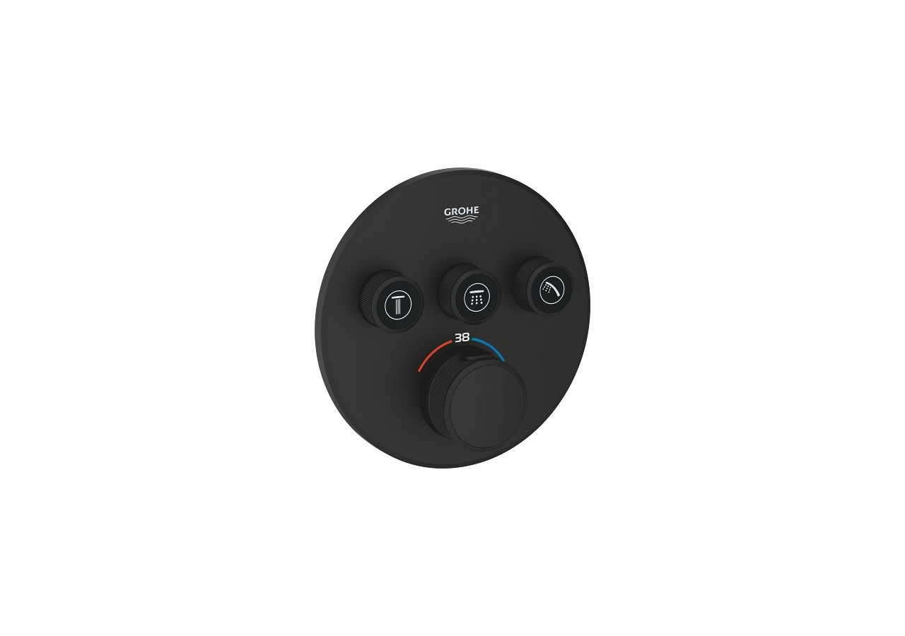 Grohtherm smartcontrol façade avec mitigeur thermostatique encastré 3 sorties Phantom Black - 29508KF0 - Grohe