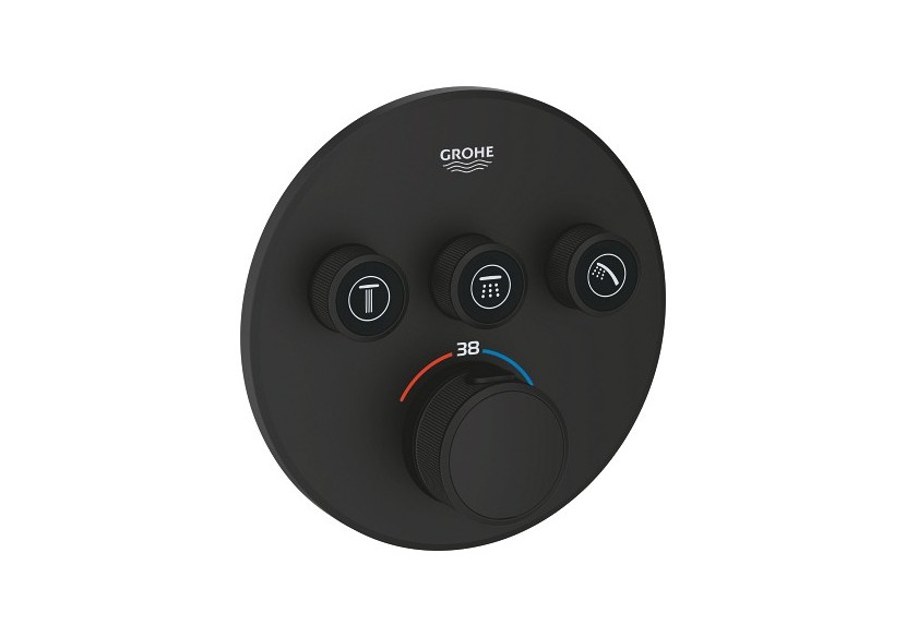 Grohtherm smartcontrol façade avec mitigeur thermostatique encastré 3 sorties Phantom Black - 29508KF0 - Grohe