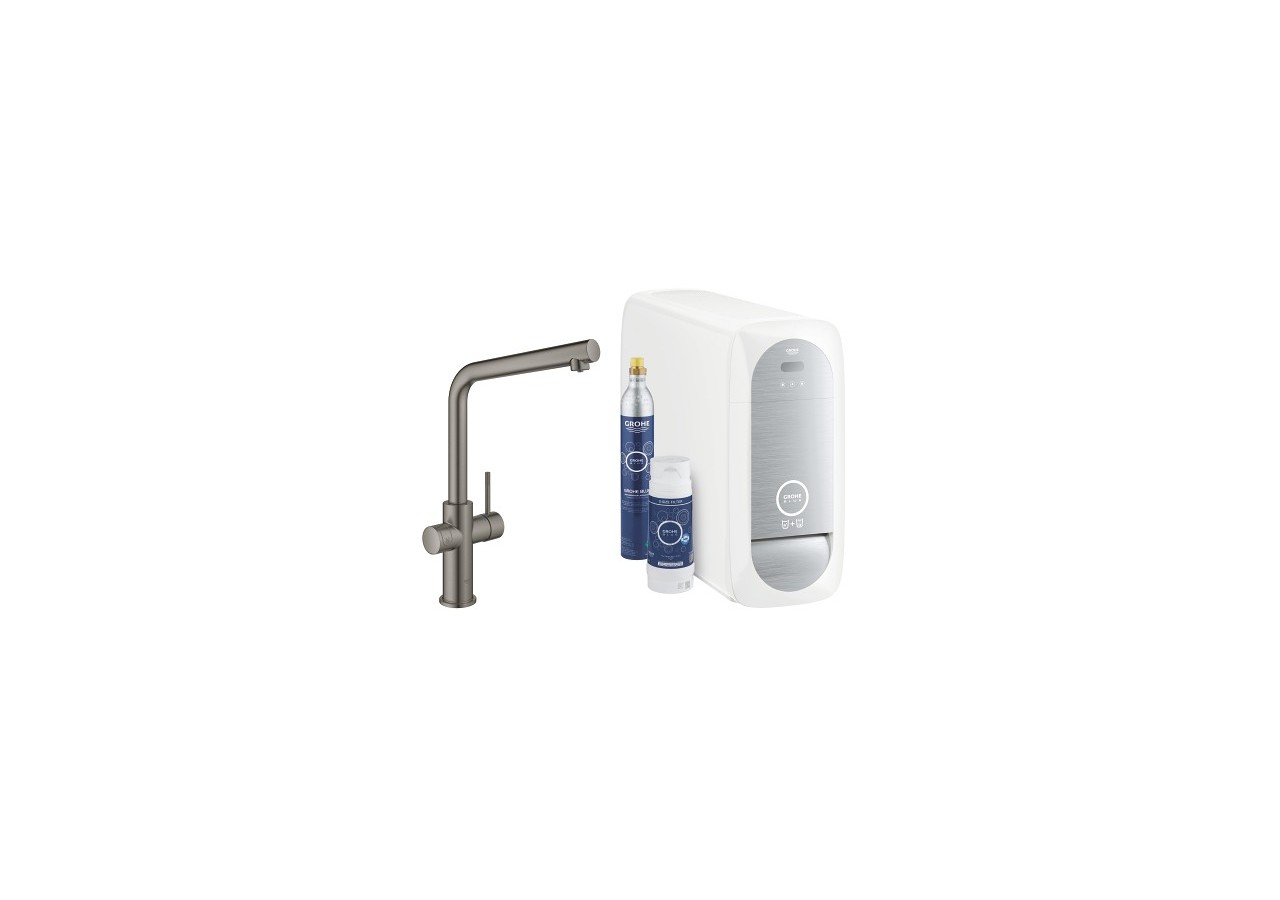 Grohe blue home kit de démarrage - mitigeur bec l Hard Graphite brossé - 31454AL1 - Grohe