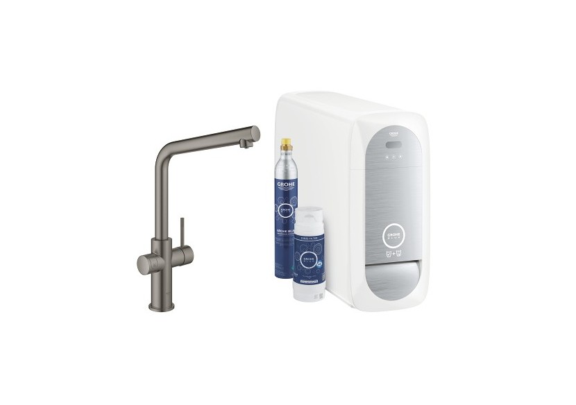 Grohe blue home kit de démarrage - mitigeur bec l Hard Graphite brossé - 31454AL1 - Grohe