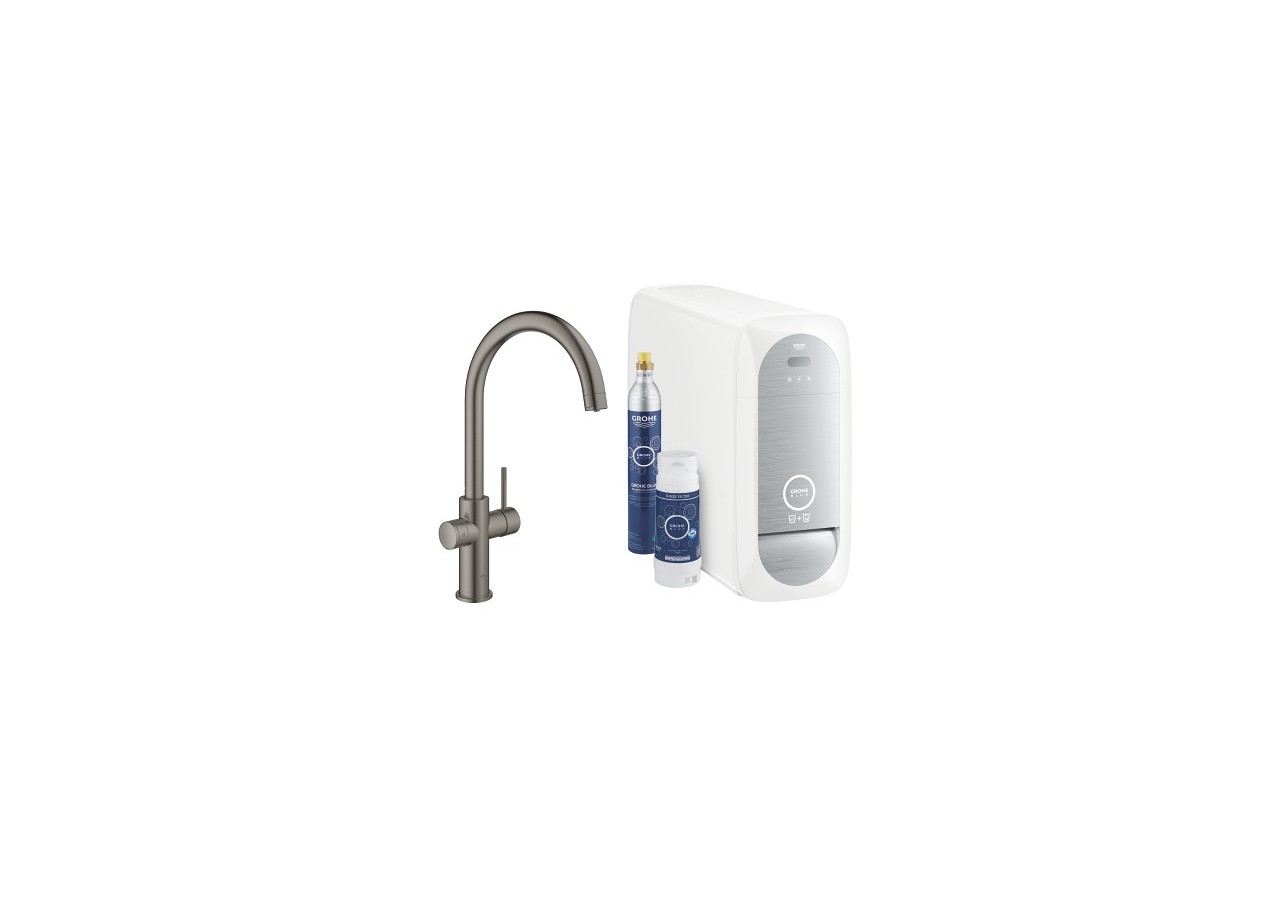 Grohe blue home kit de démarrage - mitigeur bec c Hard Graphite brossé - 31455AL1 - Grohe