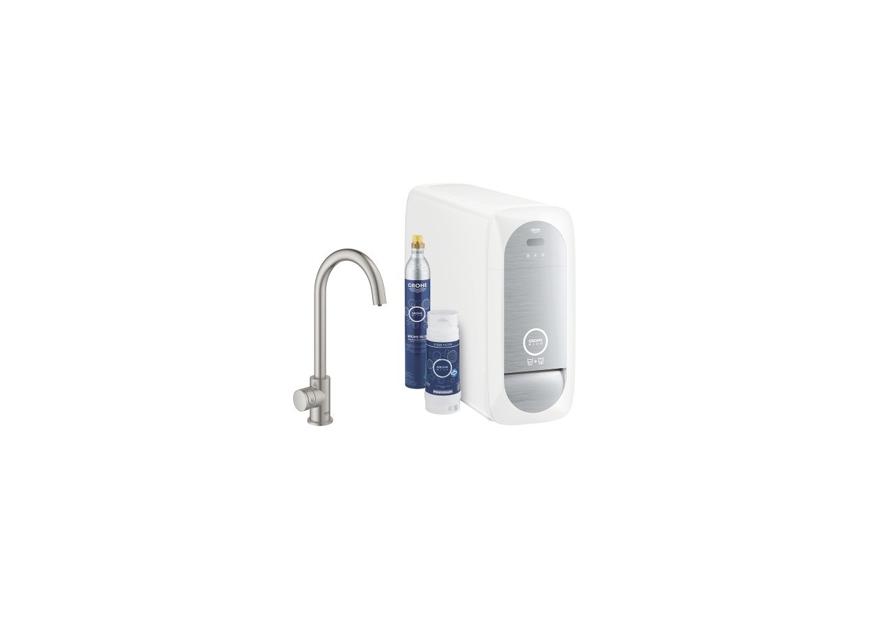 Grohe blue home kit de démarrage - mitigeur bec c Supersteel - 31498DC1 - Grohe