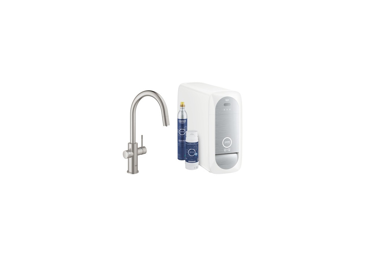Grohe blue home kit de démarrage - mitigeur bec c Supersteel - 31541DC0 - Grohe