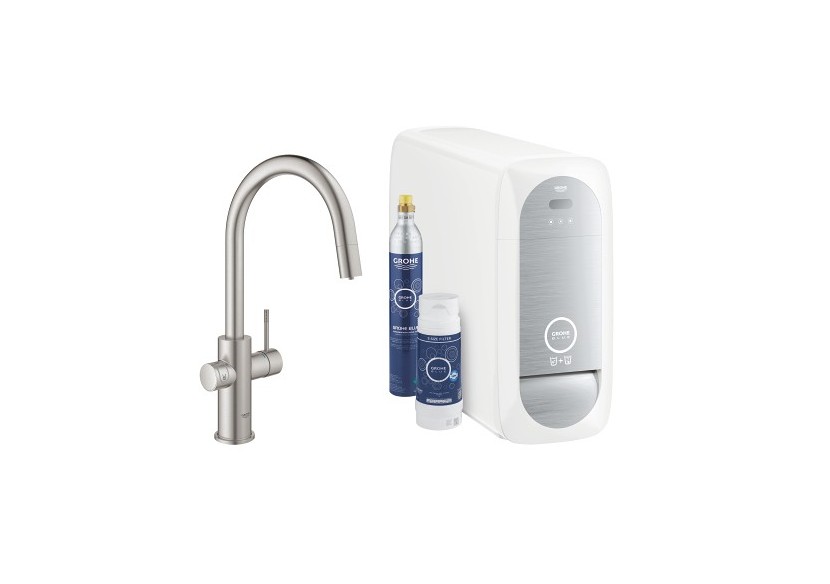 Grohe blue home kit de démarrage - mitigeur bec c Supersteel - 31541DC0 - Grohe