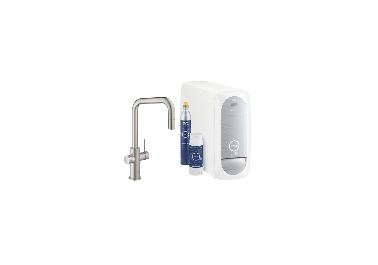 Grohe blue home kit de démarrage - mitigeur bec u Supersteel - 31543DC0 - Grohe