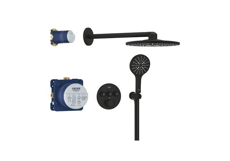 Grohtherm smartcontrol ensemble de douche encastré avec rainshower smartactive 310 Phantom Black - 34863KF0 - Grohe 2