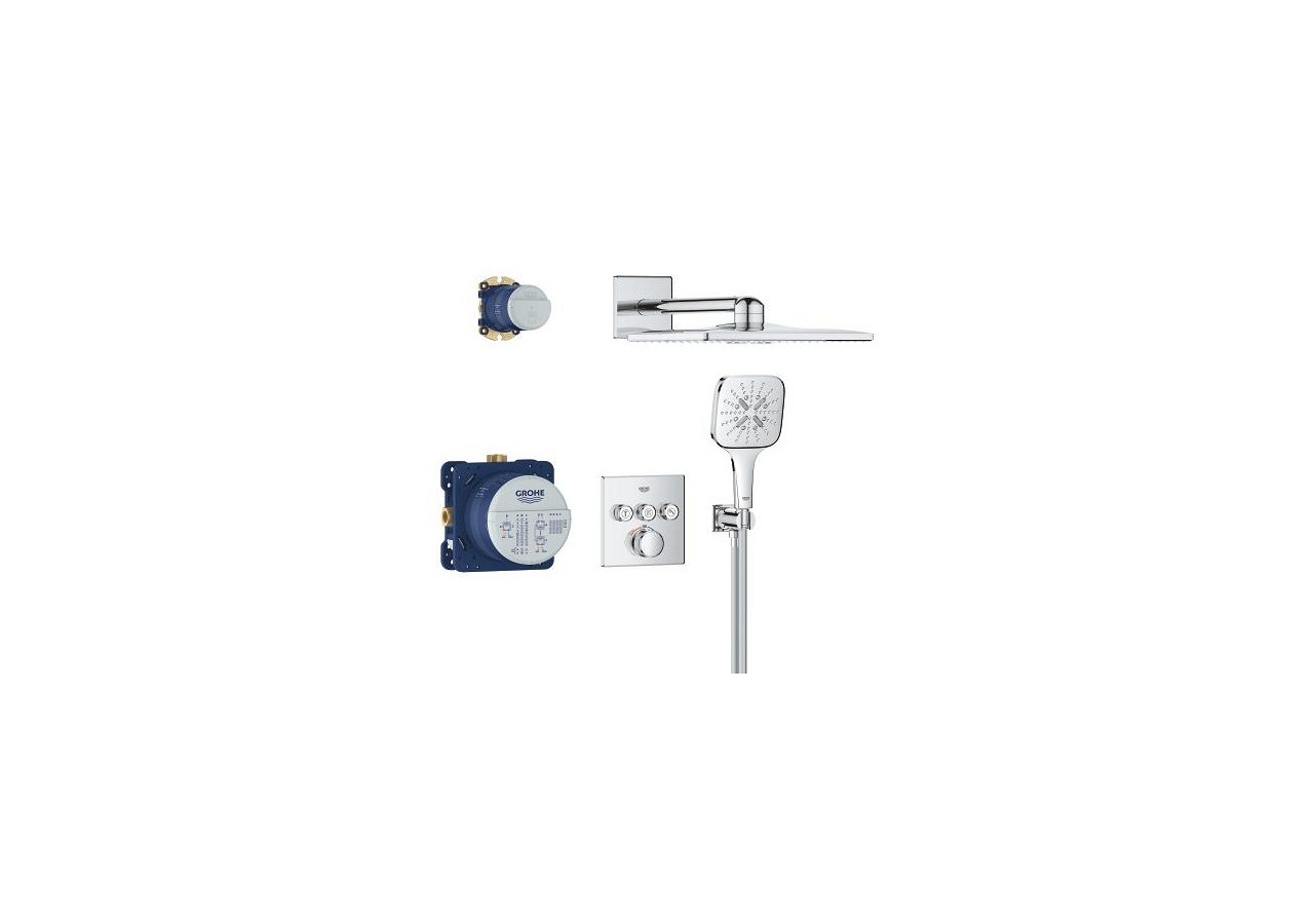Grohtherm smartcontrol ensemble de douche encastré avec rainshower smartactive 310 cube Chromé - 34864000 - Grohe