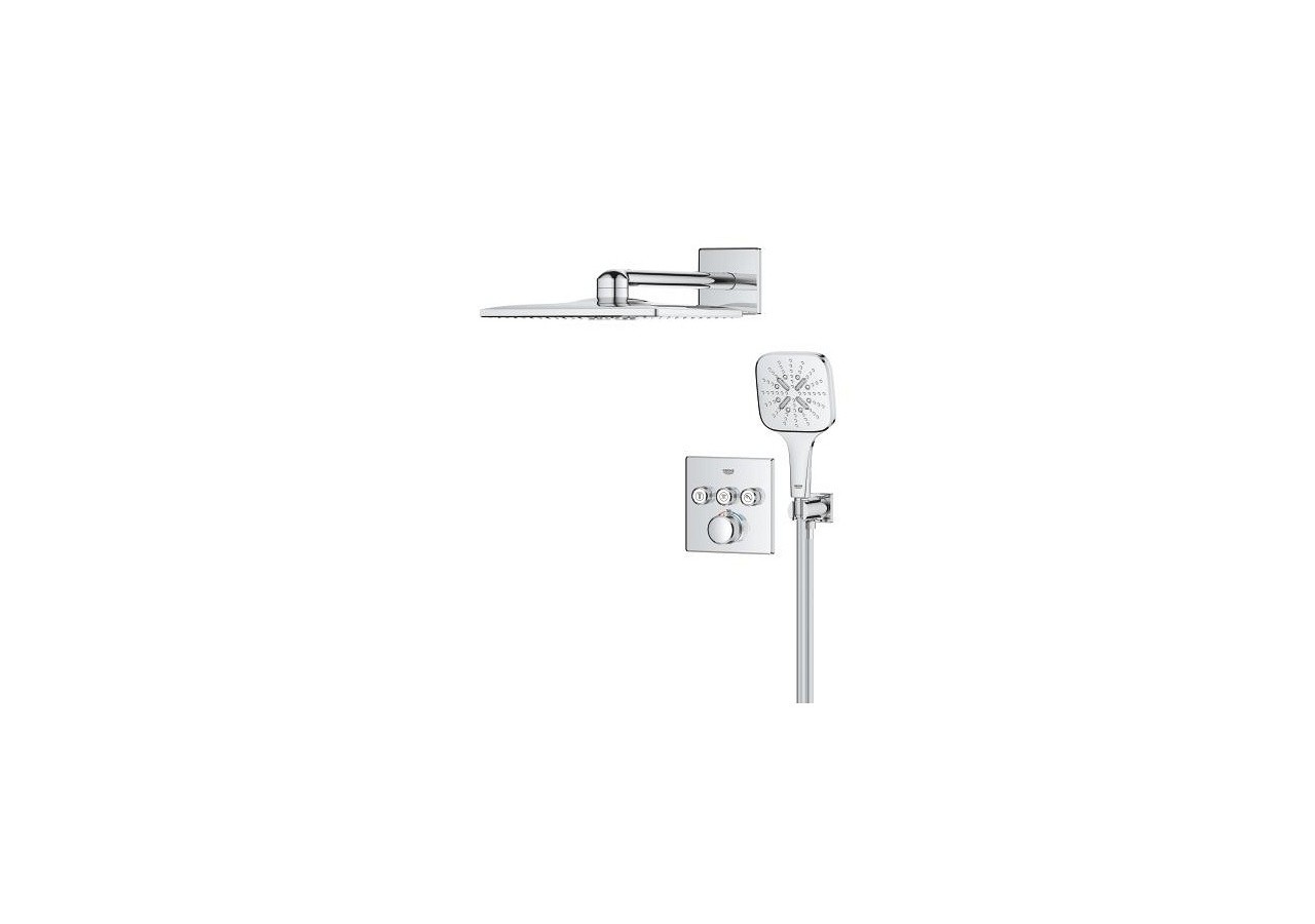 Grohtherm smartcontrol ensemble de douche encastré avec rainshower smartactive 310 cube Chromé - 34864000 - Grohe