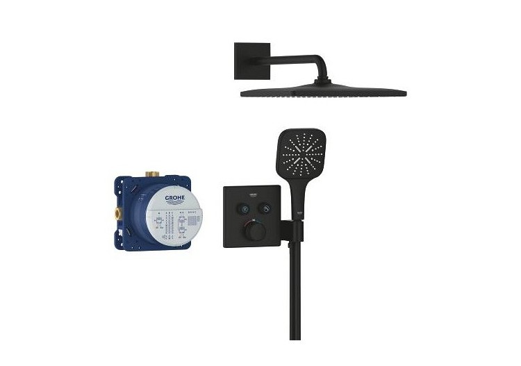 Grohtherm smartcontrol ensemble de douche encastré avec rainshower mono 310 cube Phantom Black - 34865KF0 - Grohe