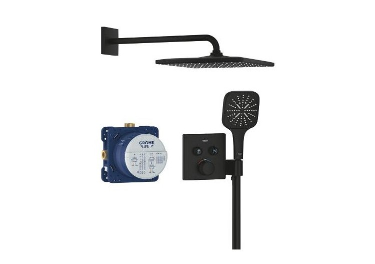Grohtherm smartcontrol ensemble de douche encastré avec rainshower mono 310 cube Phantom Black - 34865KF0 - Grohe 2