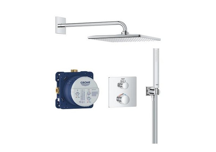 Grohtherm ensemble de douche encastré avec rainshower mono 310 cube Chromé - 34870000 - Grohe 2
