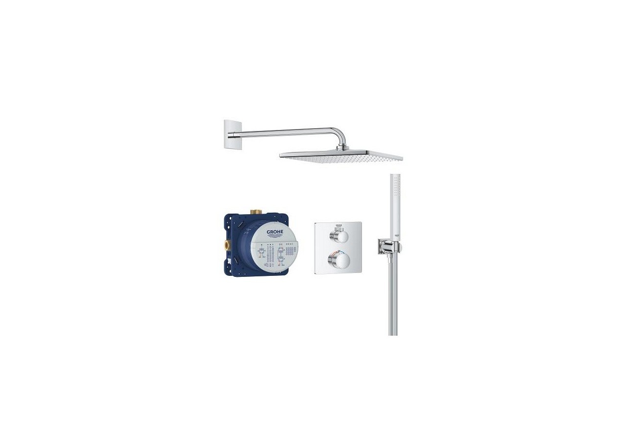 Grohtherm ensemble de douche encastré avec rainshower mono 310 cube Chromé - 34870000 - Grohe