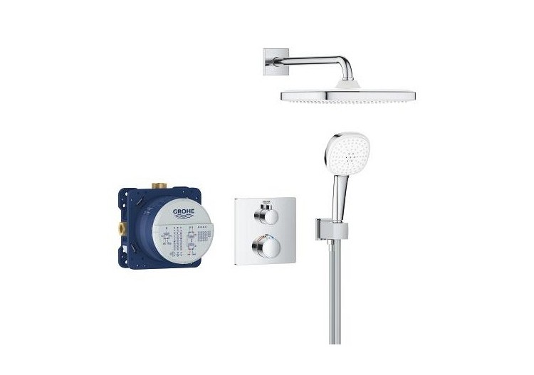 Grohtherm ensemble de douche encastré avec tempesta cube 250 Chromé - 34871000 - Grohe