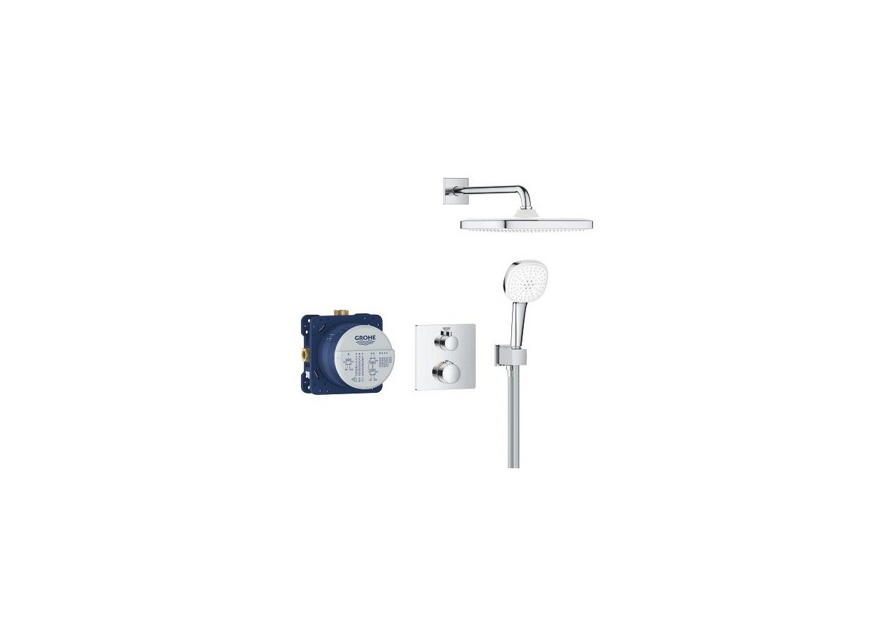 Grohtherm ensemble de douche encastré avec tempesta cube 250 Chromé - 34871000 - Grohe