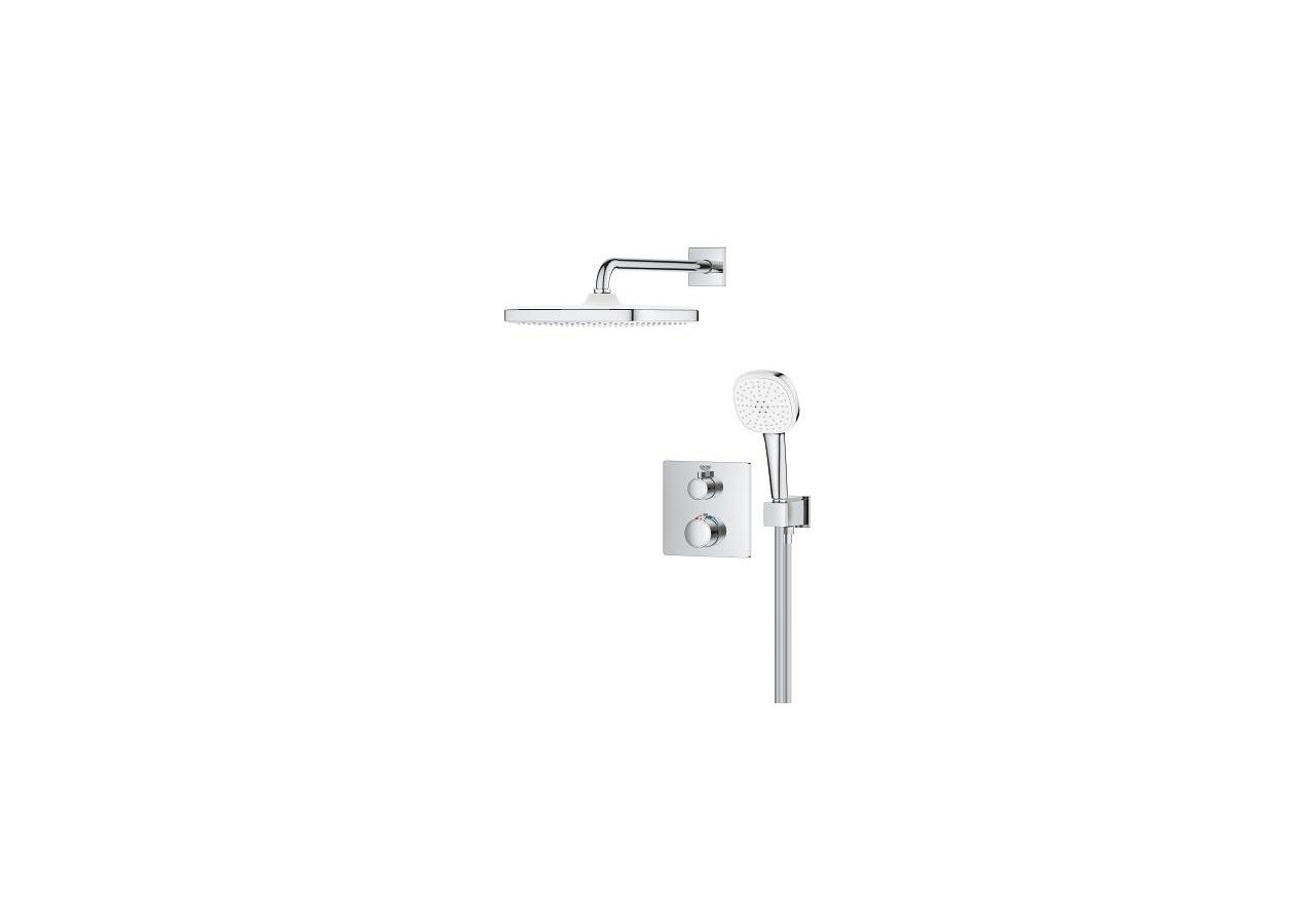 Grohtherm ensemble de douche encastré avec tempesta cube 250 Chromé - 34871000 - Grohe