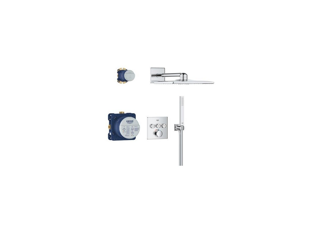 Smartcontrol ensemble de douche encastré avec rainshower smartactive 310 cube Chromé - 34873000 - Grohe