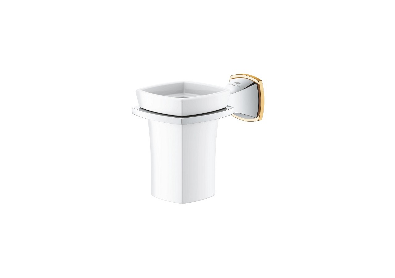 Grandera support porte-verre en céramique Chromé/doré - 40909IG0 - Grohe